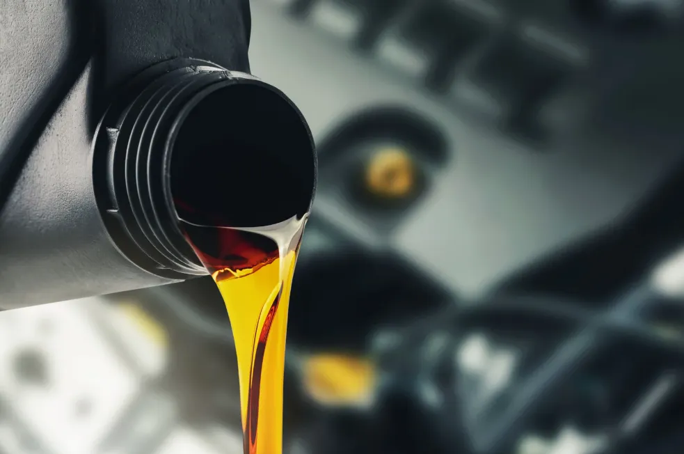 pouring motor oil
