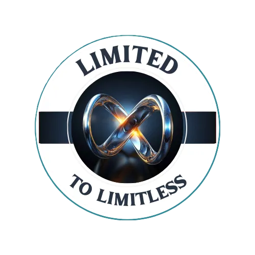 Limited to Limitless logo in a cirle with the name on the white of the ircle and the trademark infinity symbol in the middle