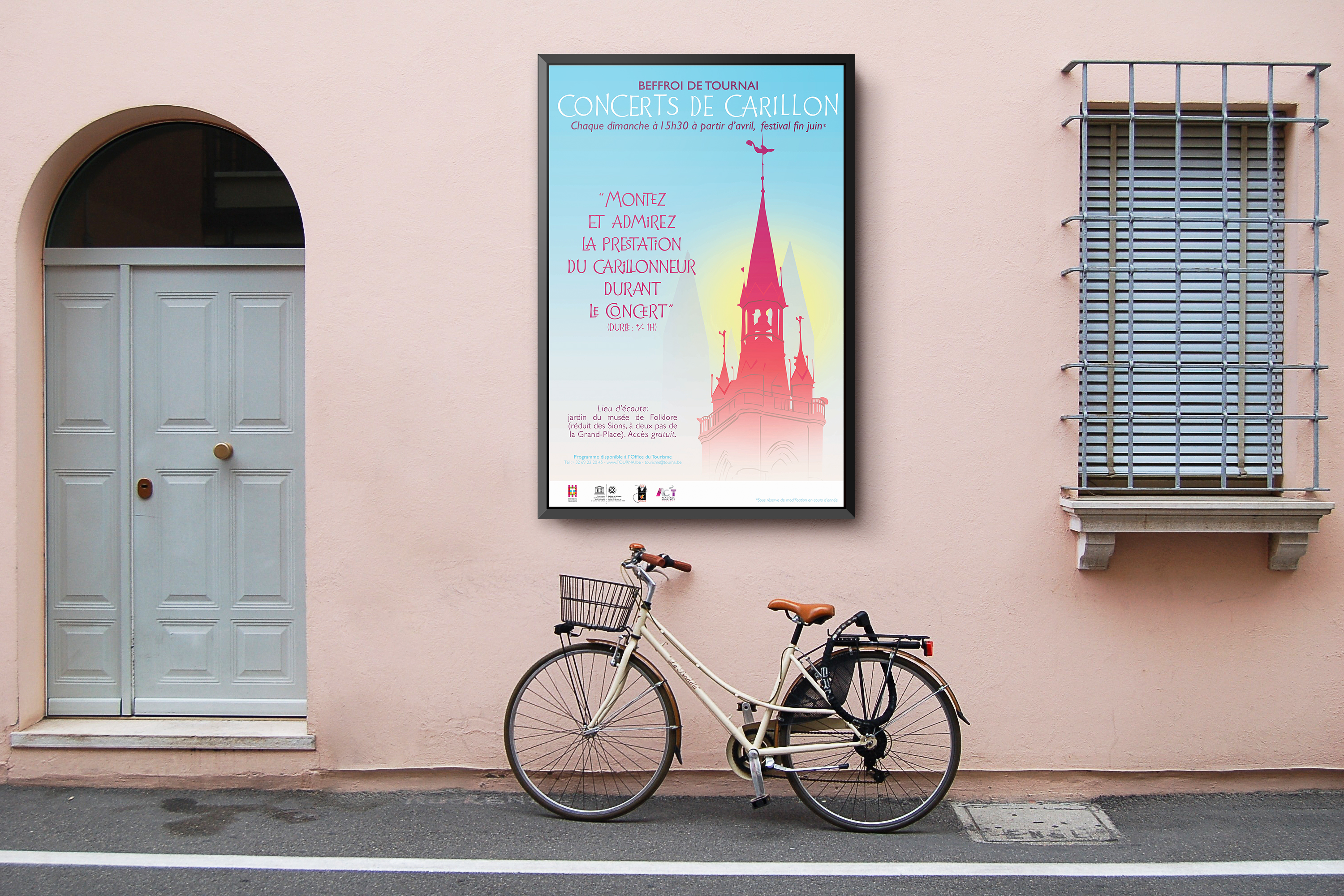 A mock up of the winning poster for the Tournai's city council, promoting the Carillon's concerts