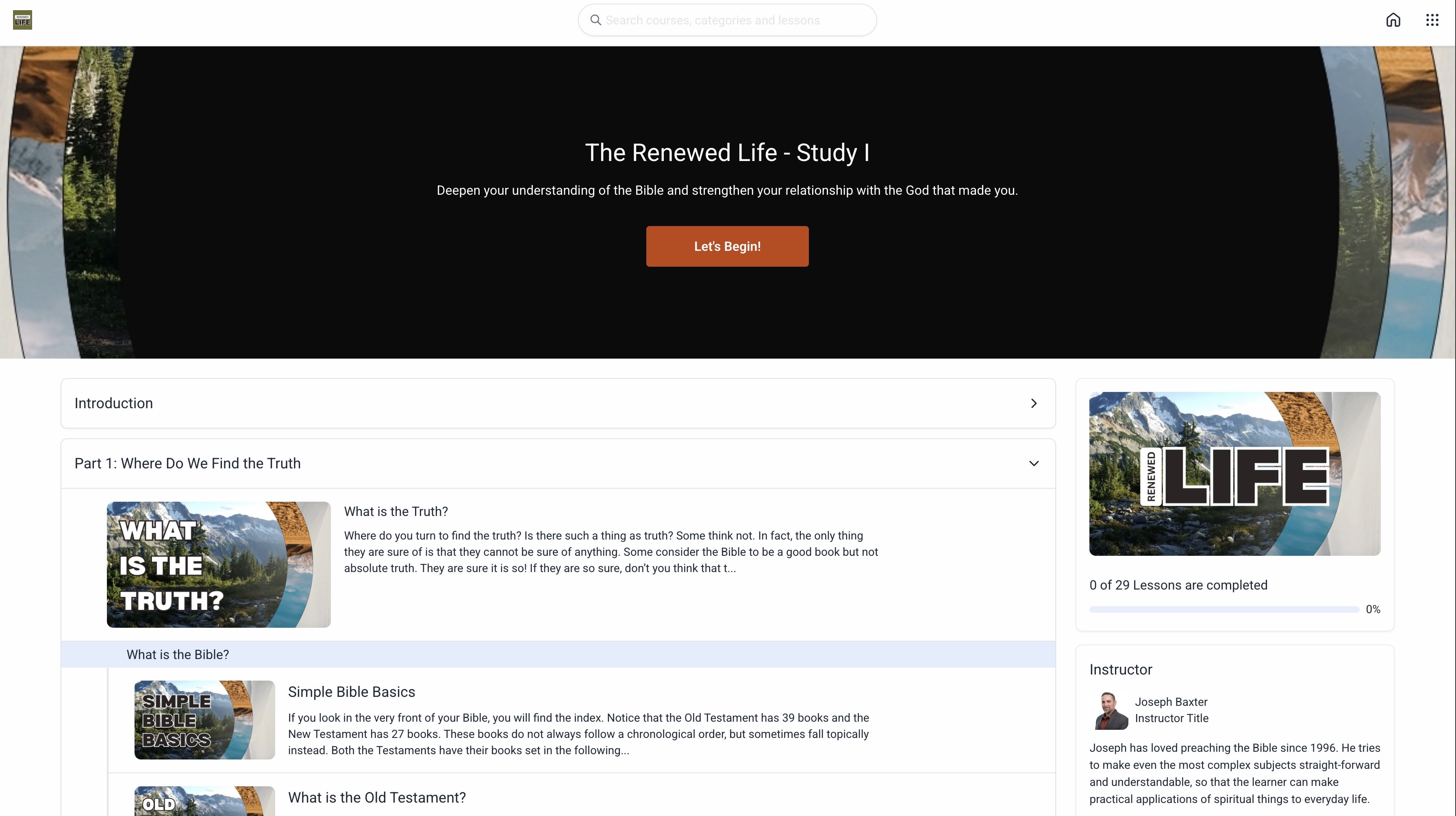 Our learning site screenshot