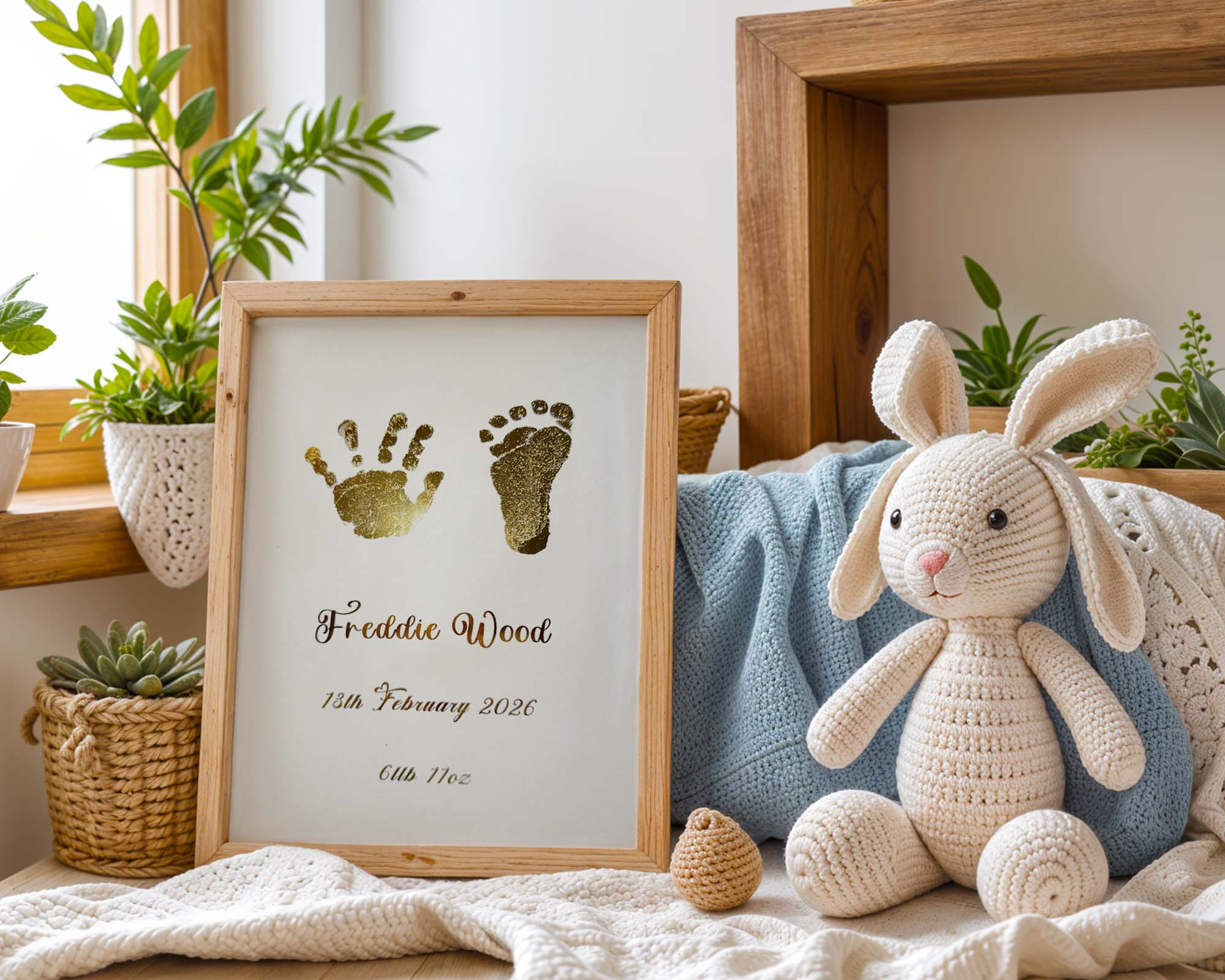 Foil hand and footprint keepsake