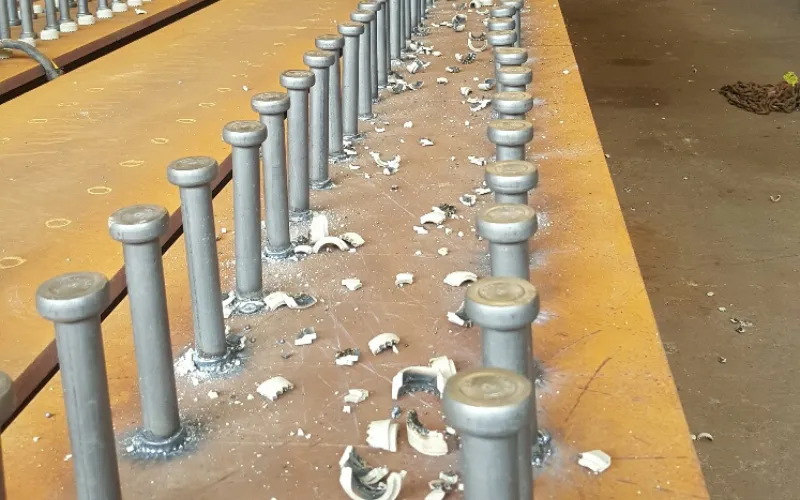 a large stadium with a road and trees around it