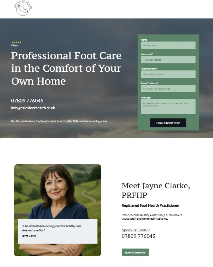 Website design for neighborhood restaurant