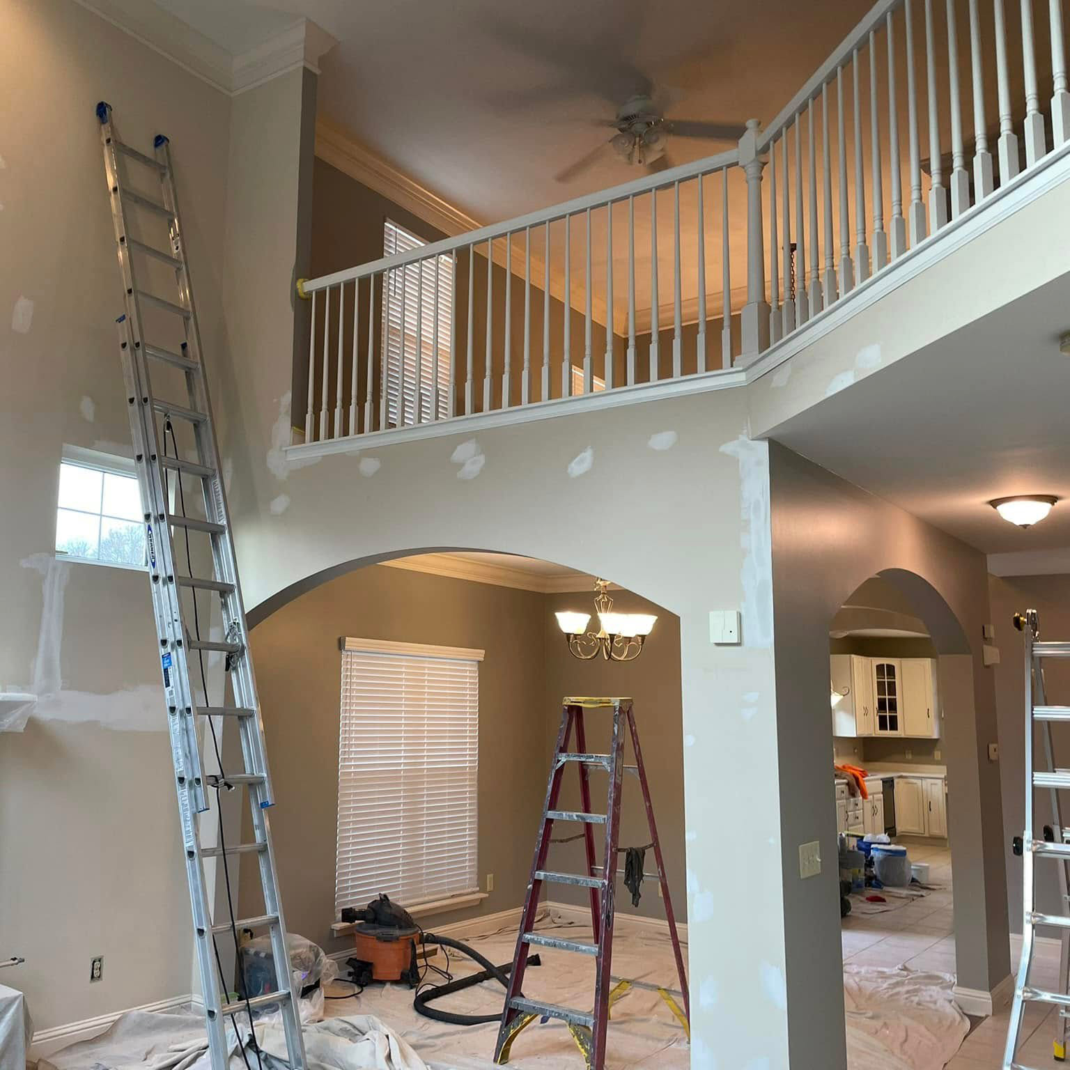 Before interior painting living room in Burleson TX