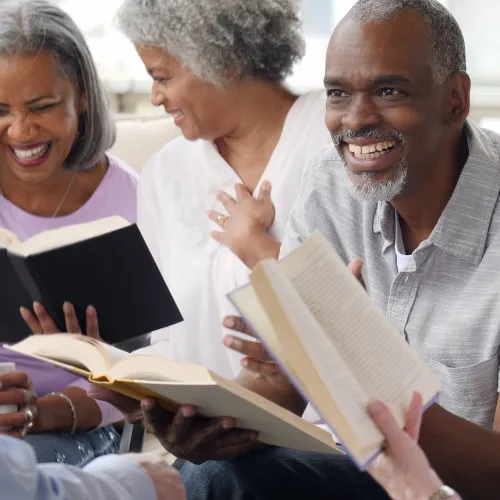 elderly people talking