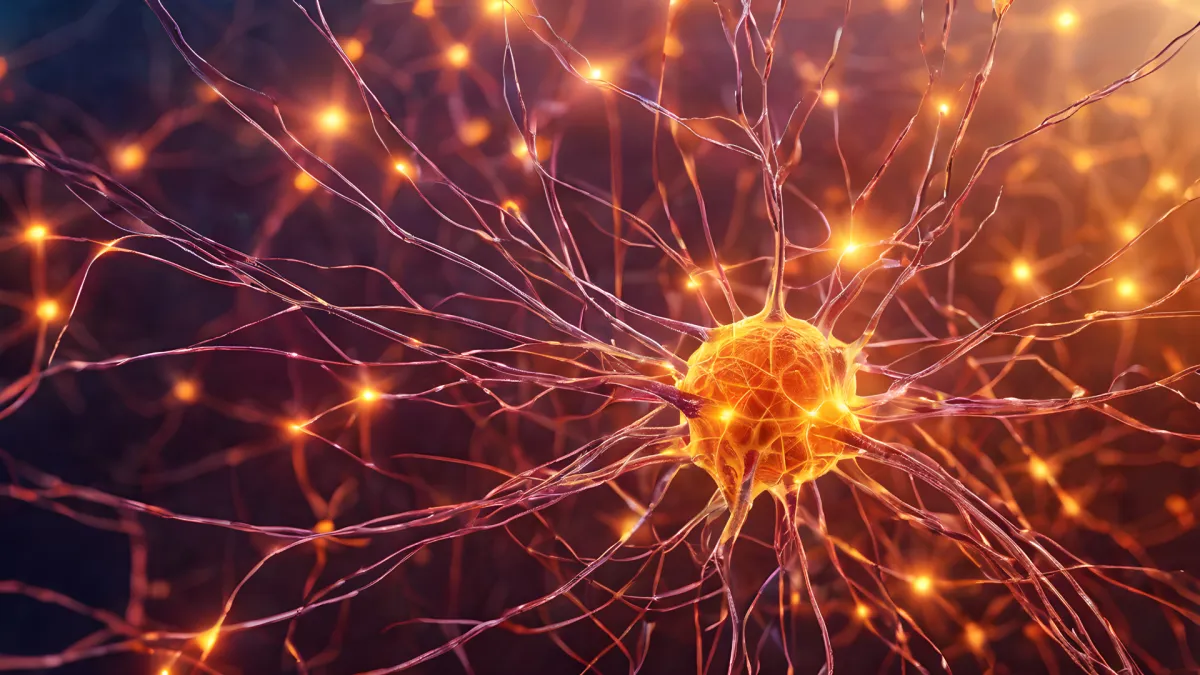 Illustration of the nervous system showing nerve communication connected to spinal health
