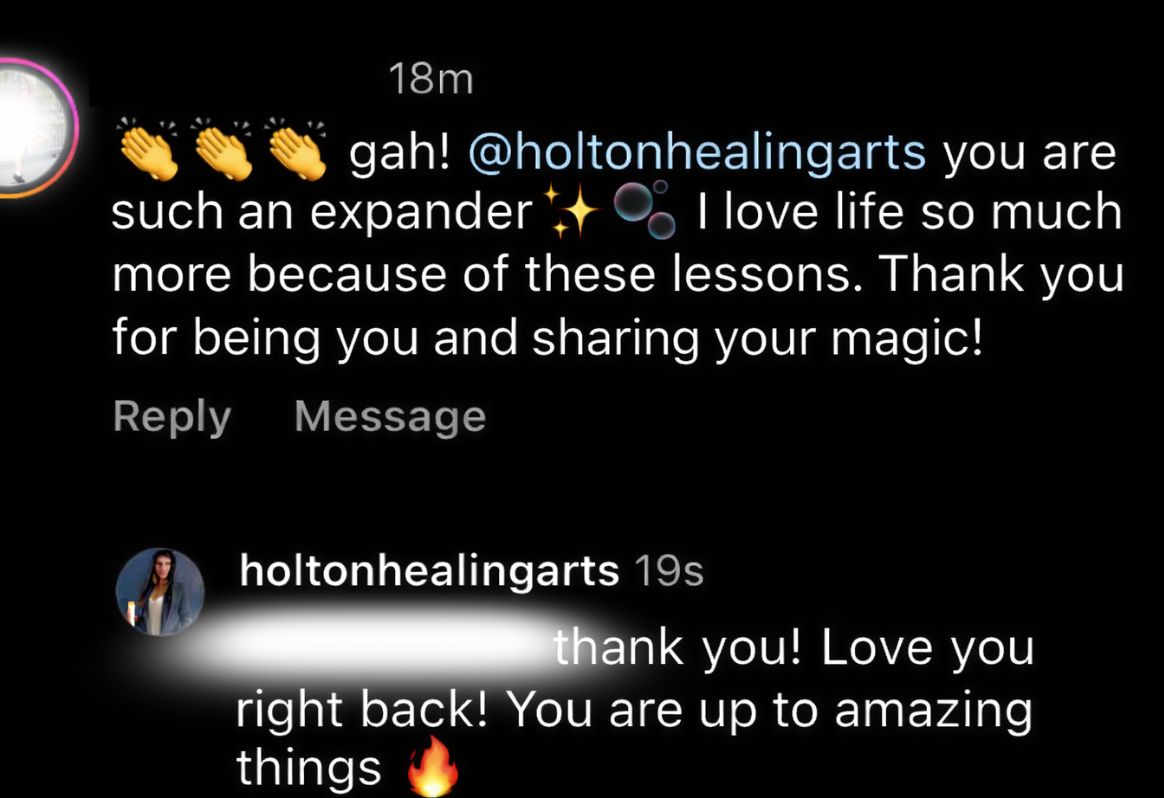 Social media testimonial about emotional reset improving life, happiness, and overall well-being