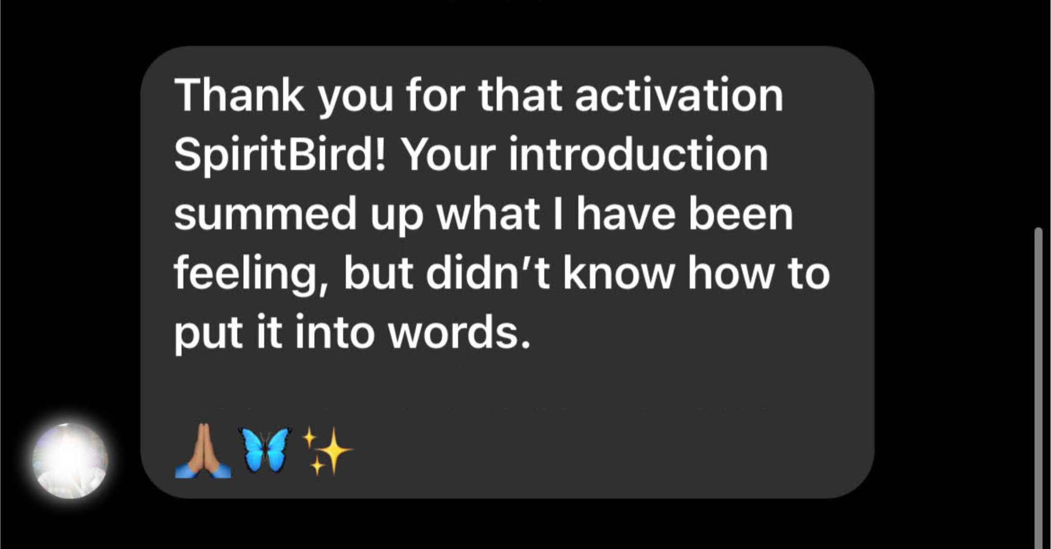 Testimonial about emotional reset providing clarity and helping express feelings that were hard to put into words