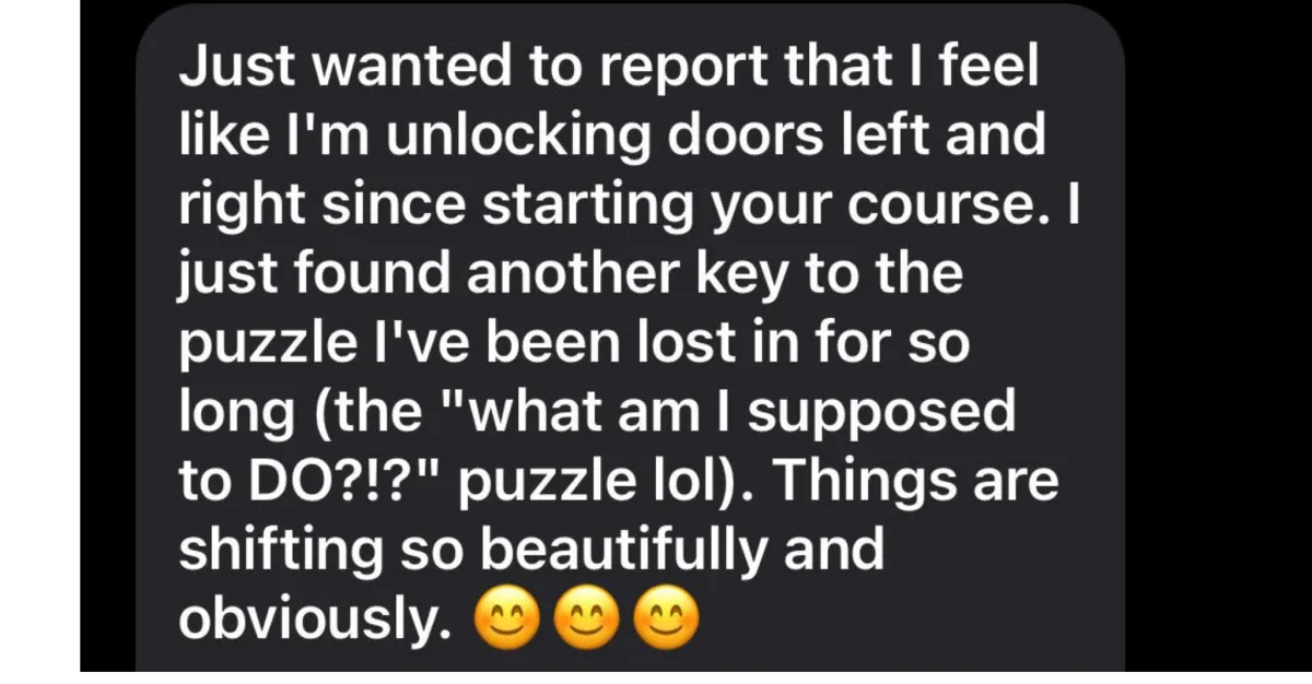 Testimonial about emotional reset helping create clarity, progress, and positive life shifts