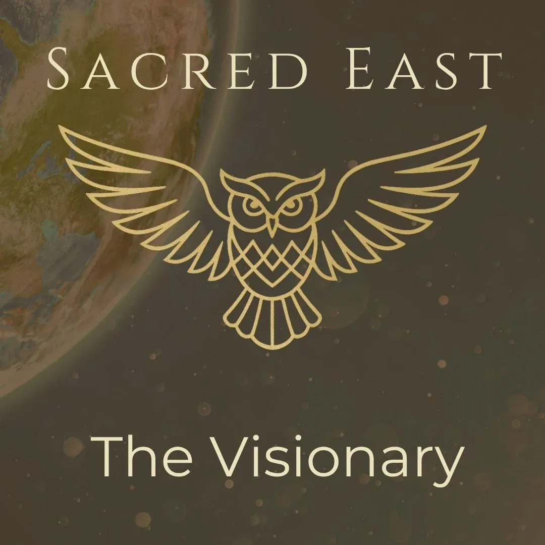 Sacred East archetype symbol featuring an owl representing the visionary role associated with clarity, insight, and new perspectives