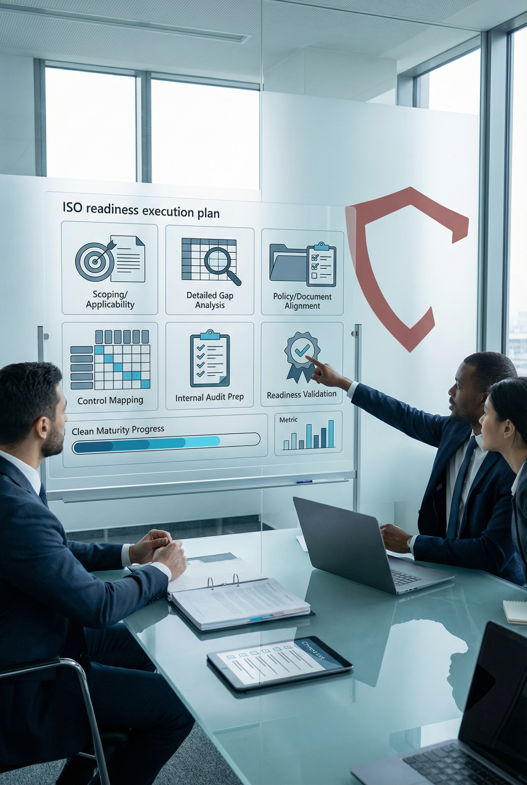 Local bakery owner pointing at sales charts on a tablet