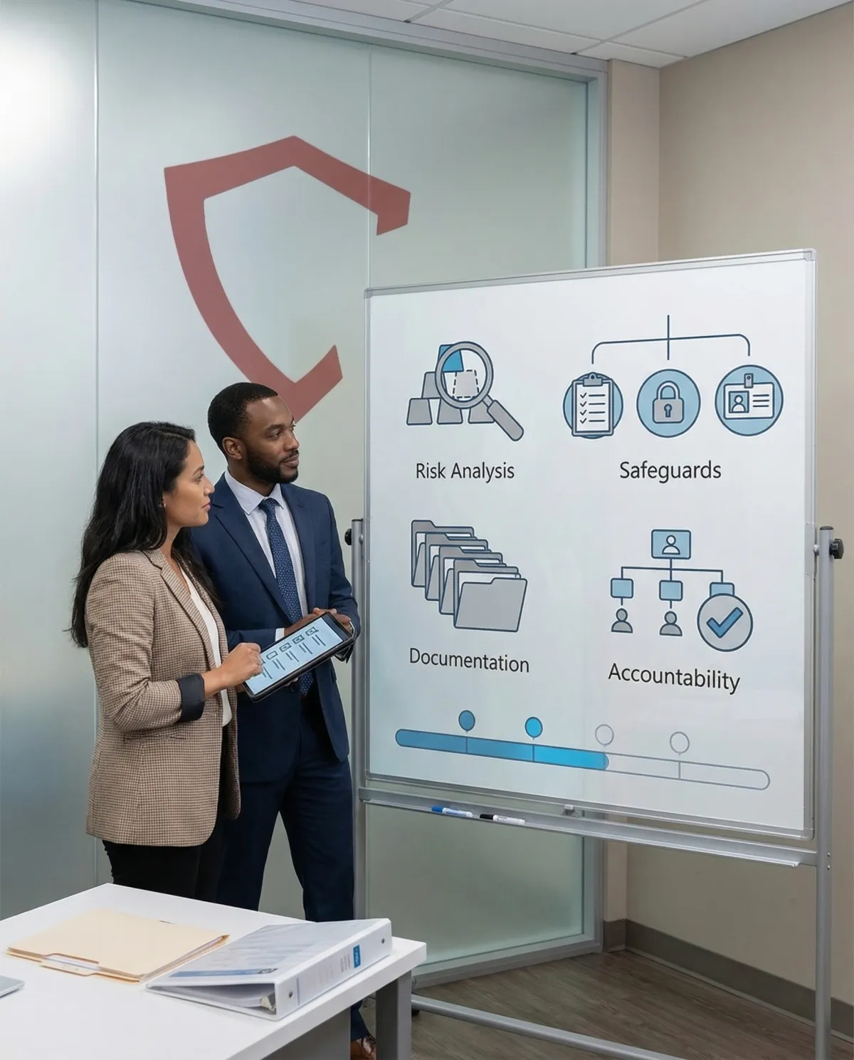 Small-business owners collaborating over a laptop in a modern co-working space