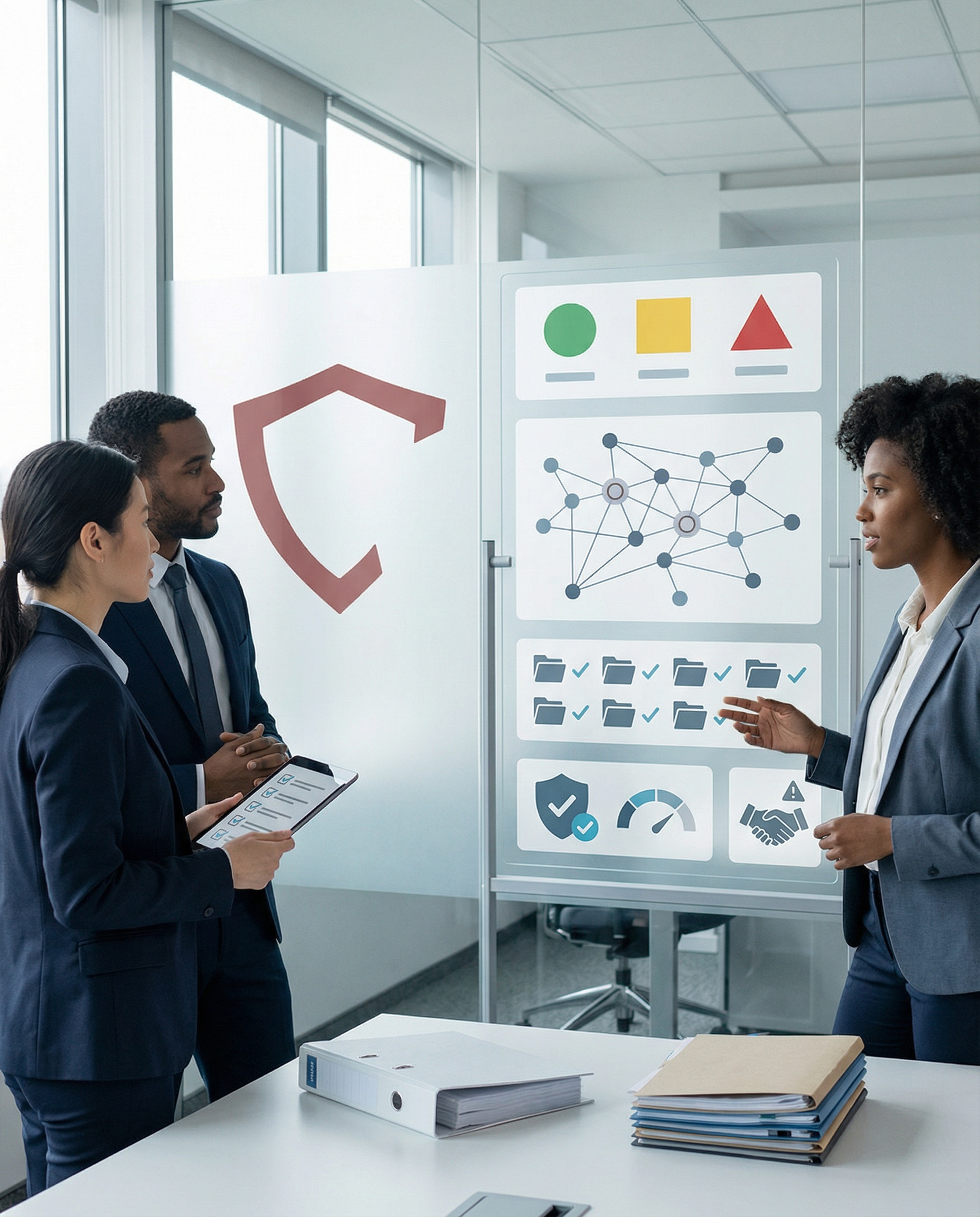 Small-business owners collaborating over a laptop in a modern co-working space