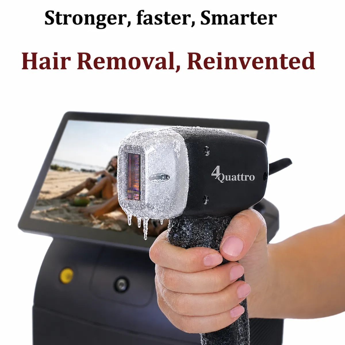 Advanced sapphire cooling technology tip being applied to skin