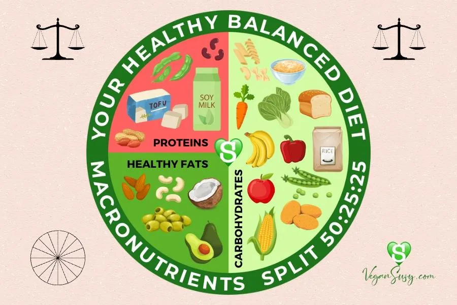 Well balanced plant based meal with macronutrient split