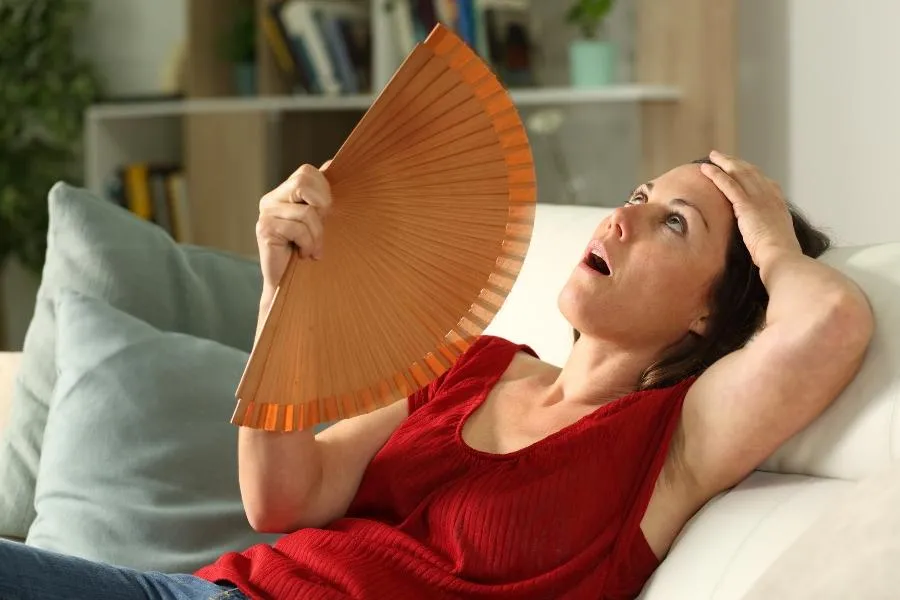 woman with a fan