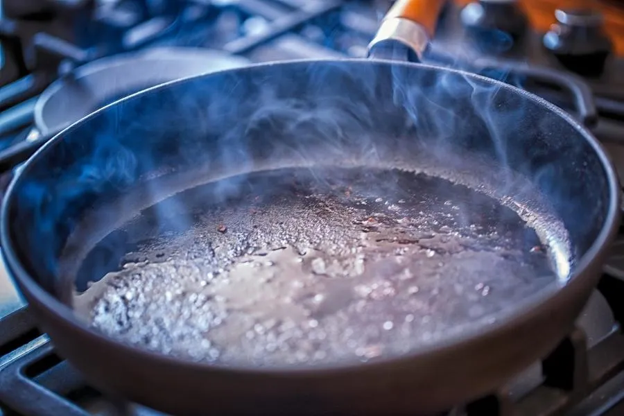oil in a frying pan
