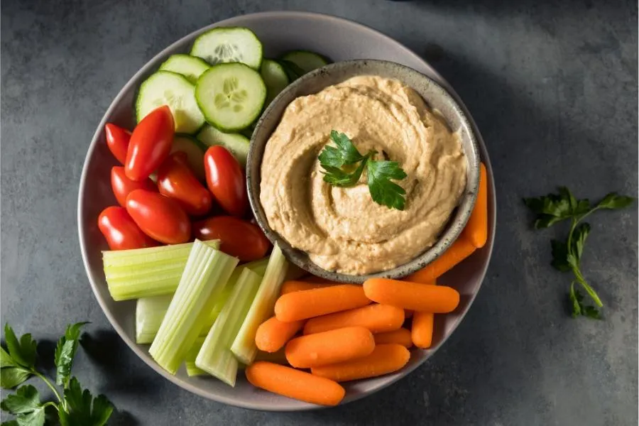 hummus and vegetables