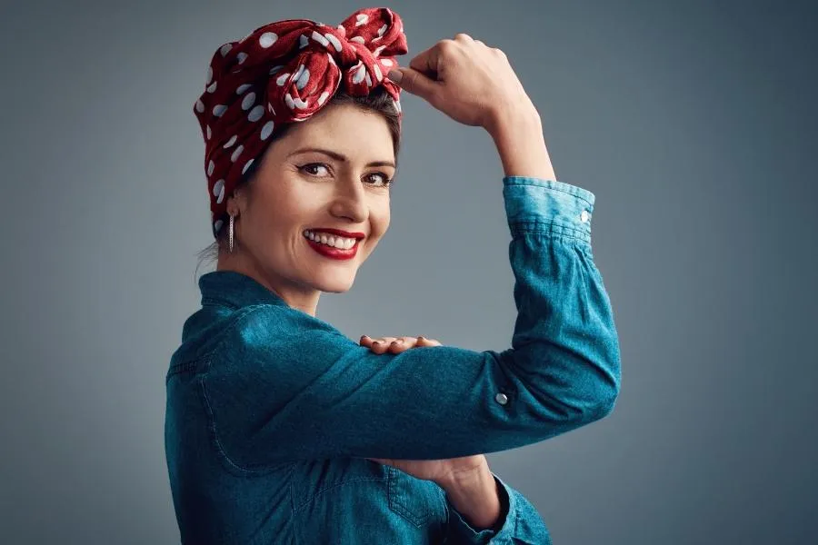 woman flexing muscle