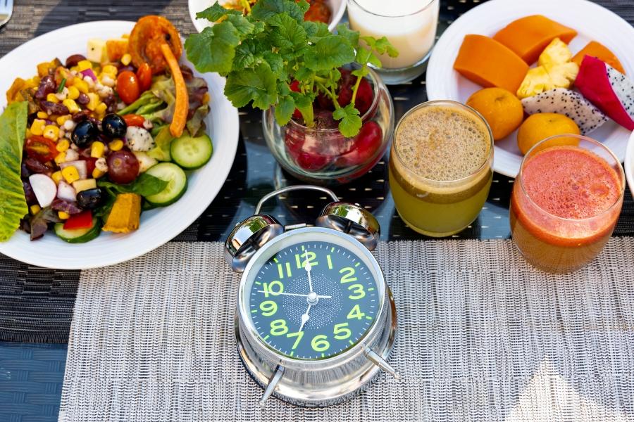 Alarm clock and healthy food