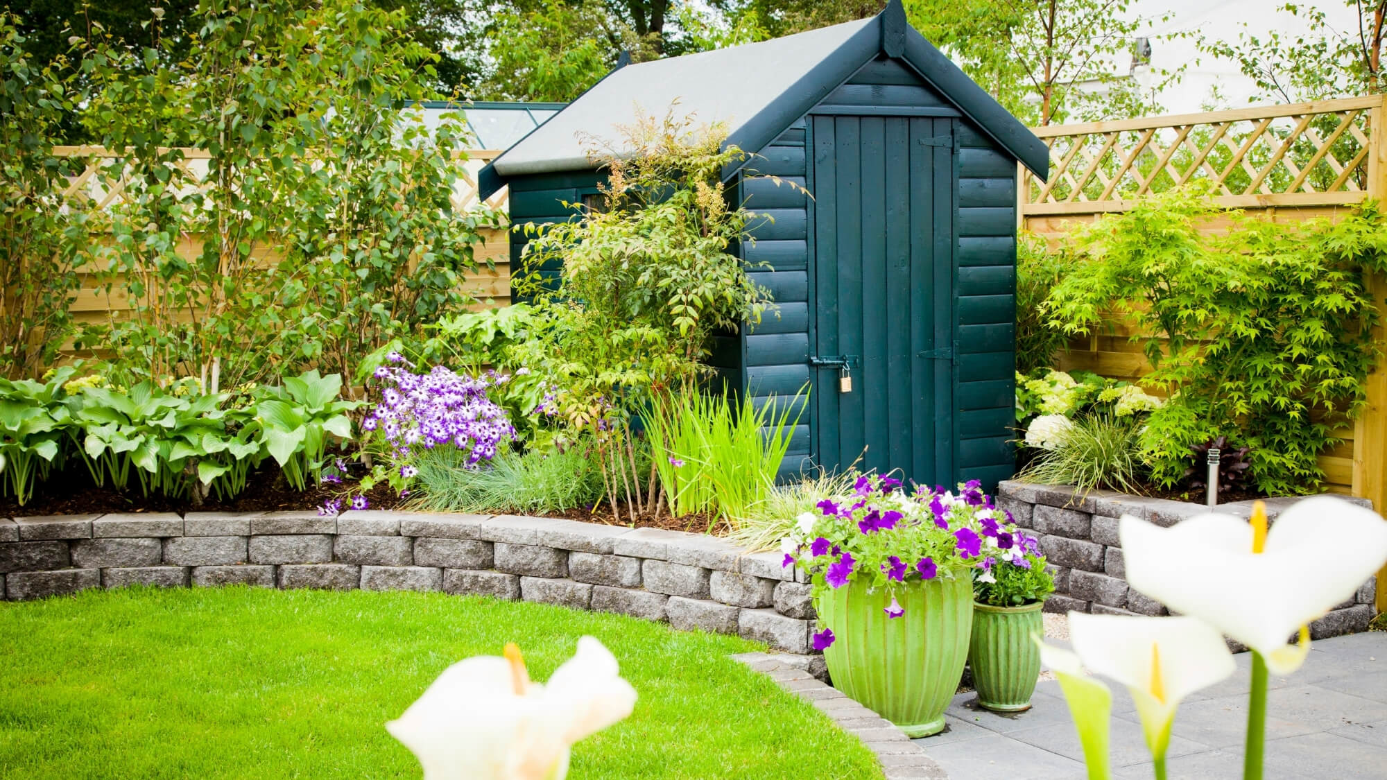 small garden design with raised beds and compact layout