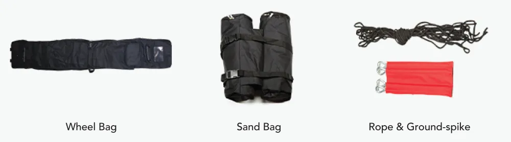 Canopy Accessories - Wheel Bag - Sand Bags - Rope & Ground Spike