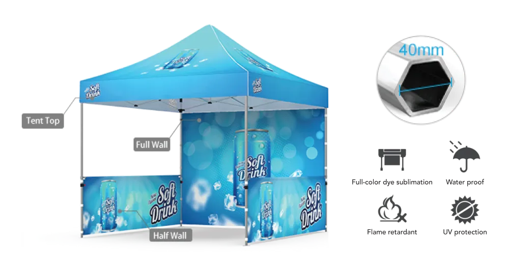10'x 10' Canopy w/ Backwall and sidewalls. Water Proof - Flame Resistant - UV Potecion