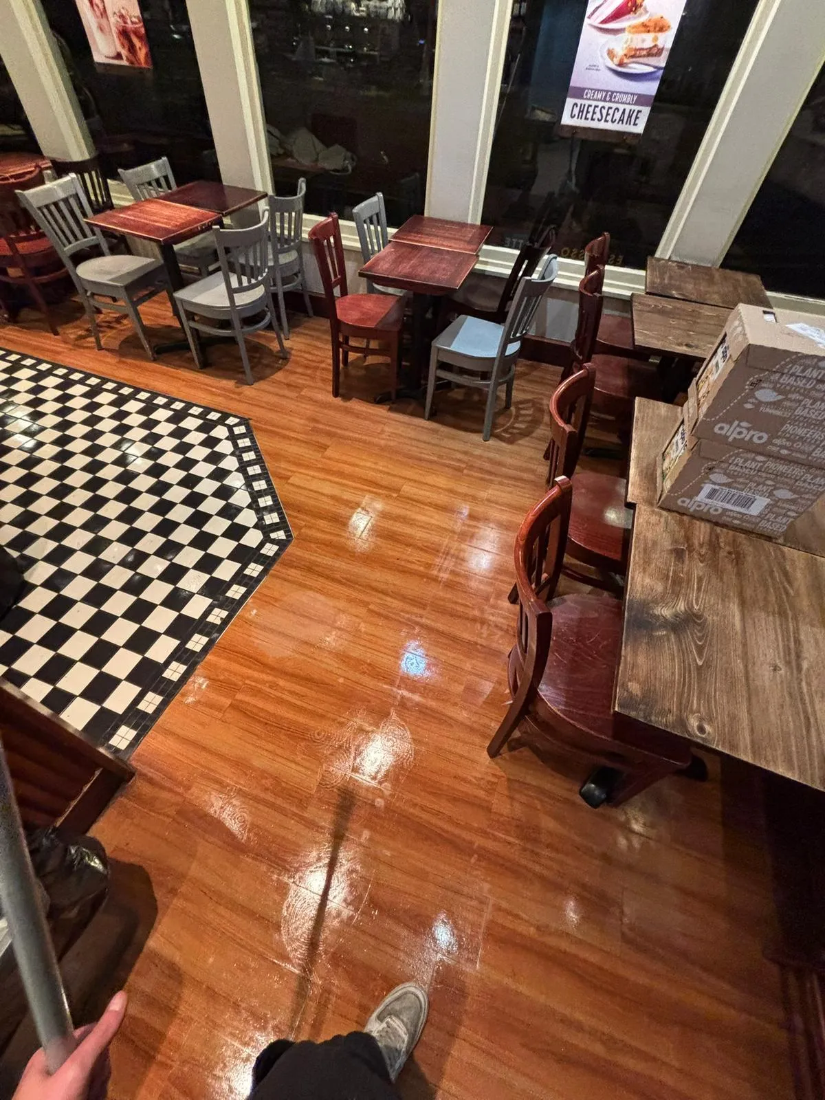 Polished wooden floor after a commercial clean
