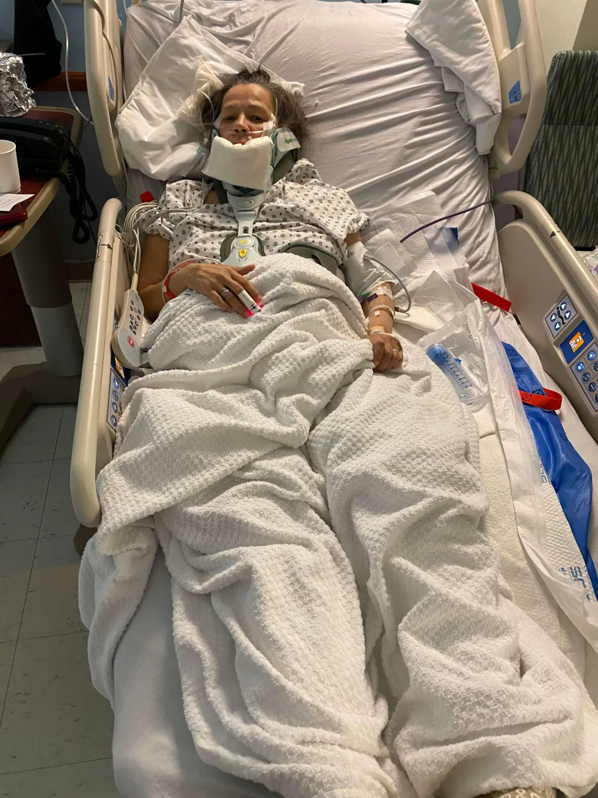 Our client lying in a hospital bed after suffering a paralysis injury, highlighting the severe impact of spinal cord trauma. Our Bronx personal injury lawyers help victims seek compensation for paralysis injury lawsuits