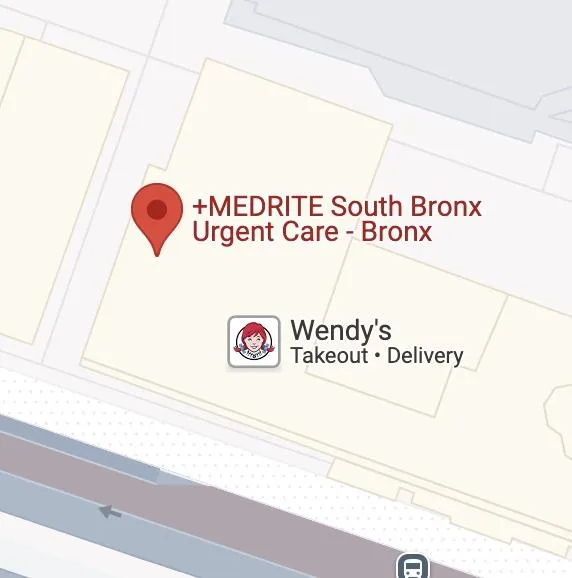 Map showing location of MEDRITE South Bronx Urgent Care near East 149th Street and 3rd Avenue by the BX2, BX19, and #2/#5 subway lines