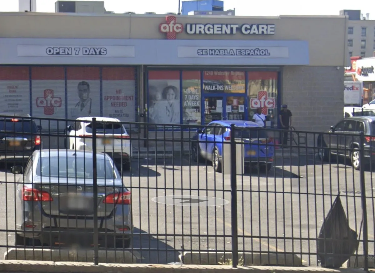 Exterior of AFC Urgent Care – Webster Avenue — where Bronx clients often go after accidents