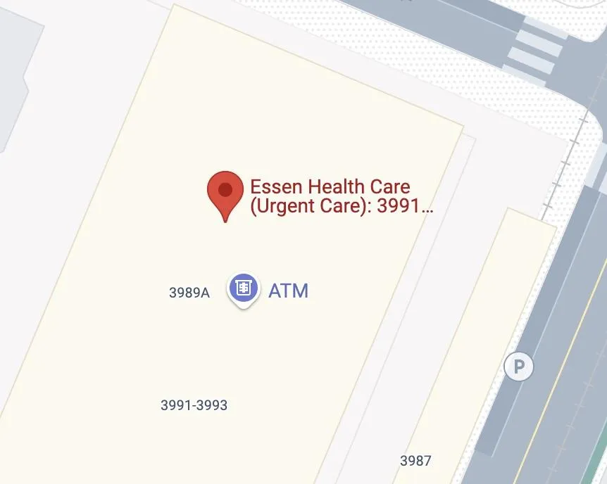 Map showing location of Essen Urgent Care – White Plains Road between East 225th Street and East 226th Street near the #2, #5 trains and Bx8, Bx39, BxM11 bus stops