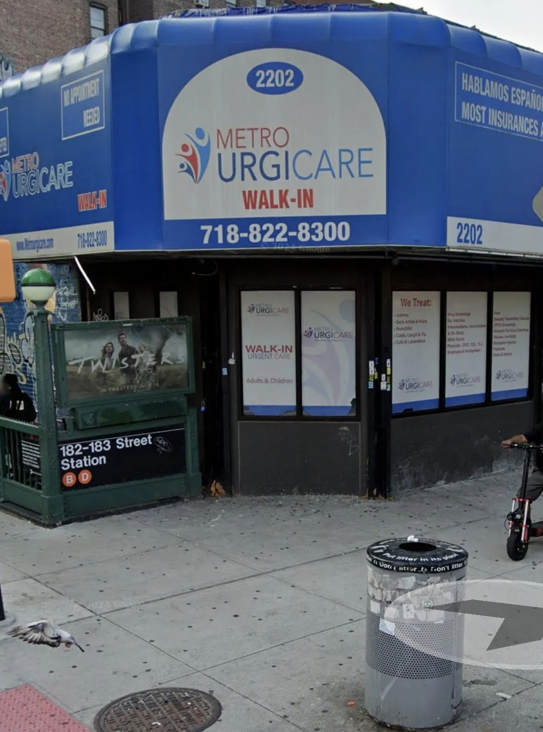 Front entrance of Essen Urgent Care – 2202 Grand Concourse, directly next to the 182–183 St subway station