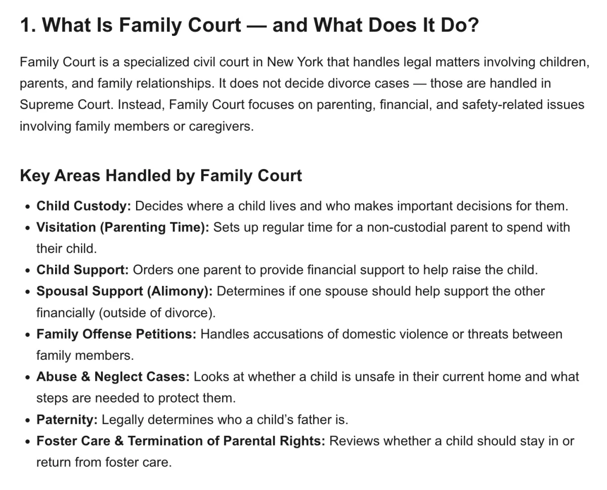 image of our family court guide