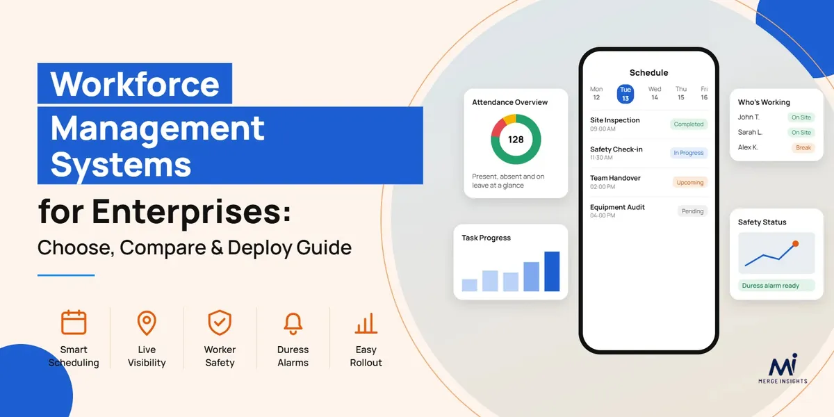 Workforce management systems dashboard showing scheduling, live visibility and duress alarms for enterprise teams