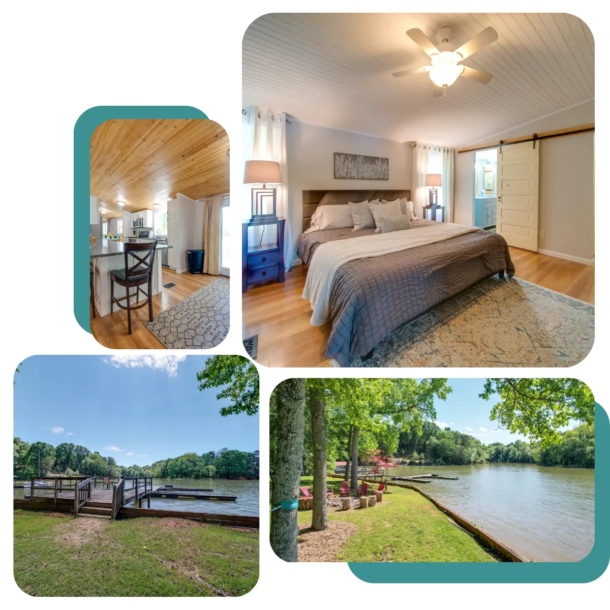 Enjoy the beauty of Lake Wylie Retreat with its serene lakeside setting, spacious bedrooms, luxurious spa-like primary bedroom, and fully-equipped kitchen, all on nearly one acre of land with delightful outdoor spaces.