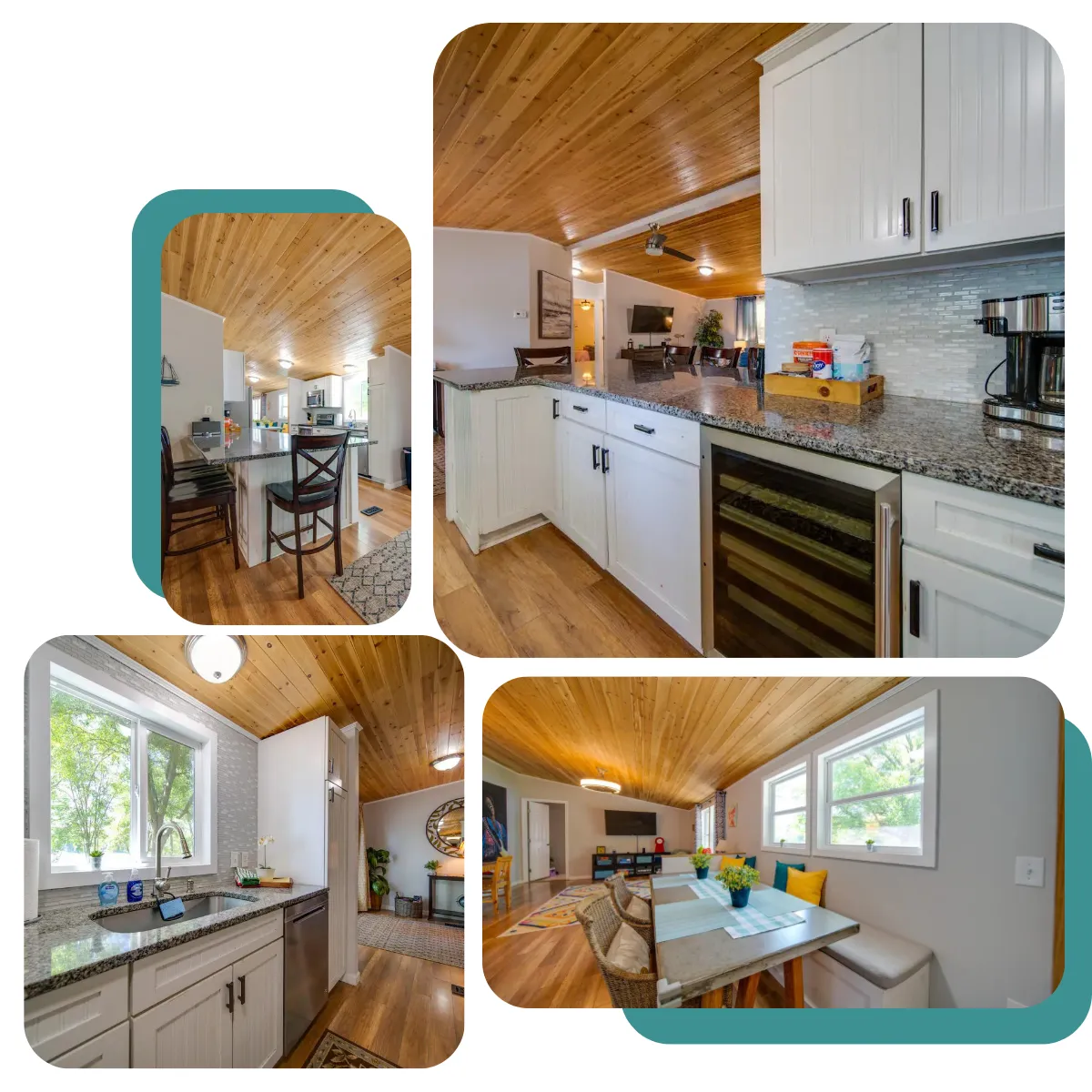 Experience the vibrant kitchen at Lake Wylie Retreat, where cooking becomes enjoyable, creating delicious meals and cherished memories with high-quality appliances and ample counter space, ideal for family gatherings or intimate dining.