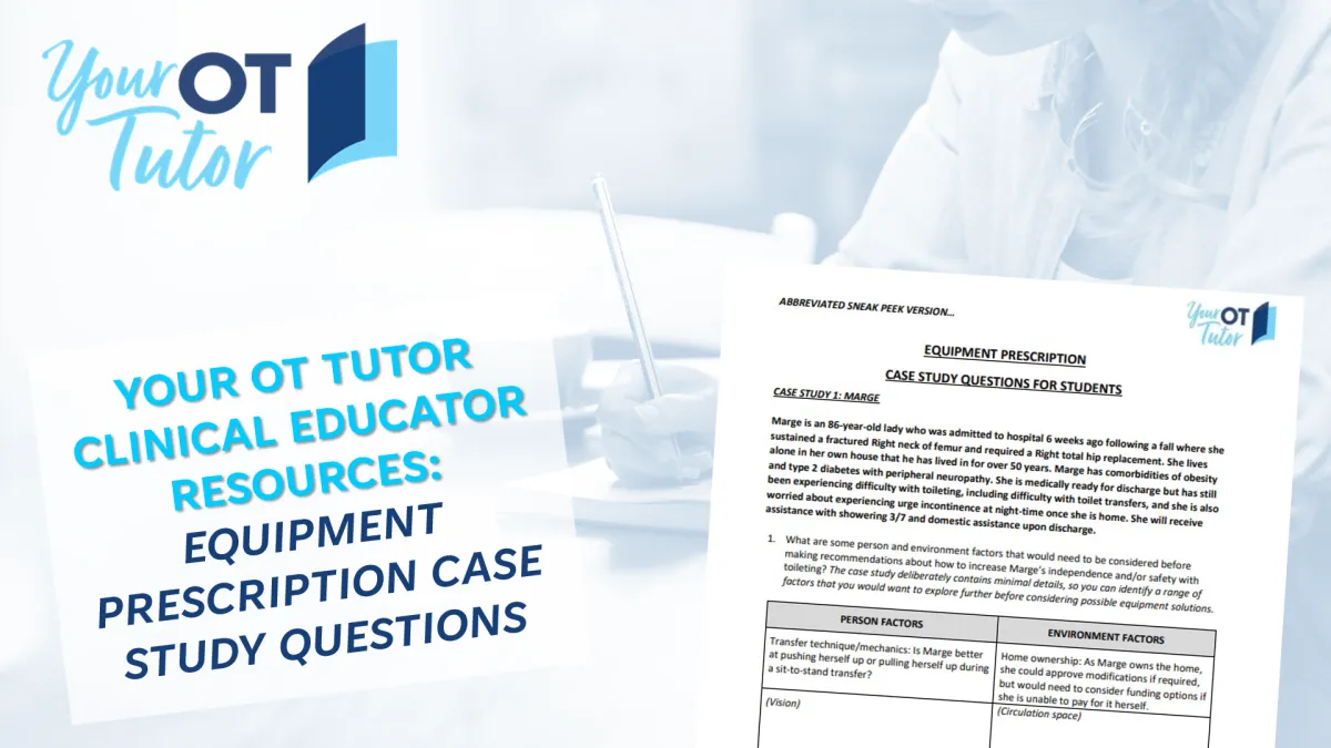 Equipment prescription case study questions for OT students free PDF download