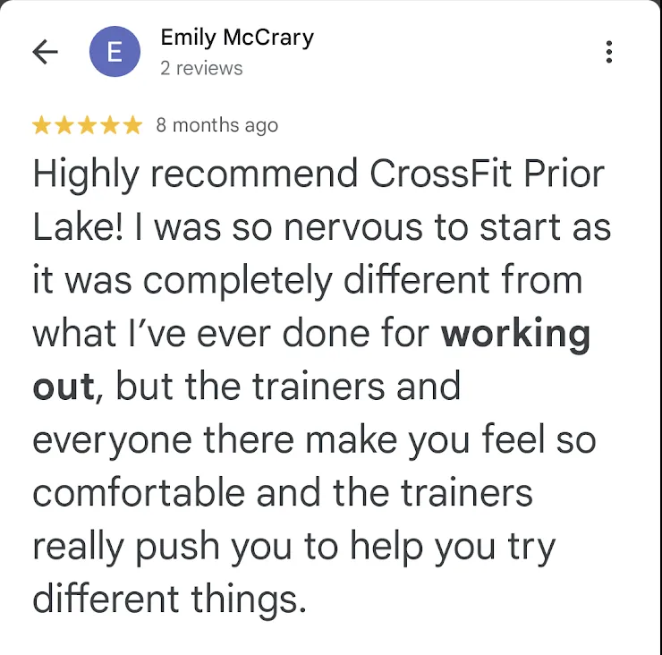 Positive Google review praising our 6-week fitness challenge