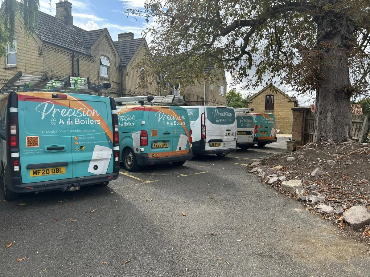 Precision Group Services vans in Sleaford