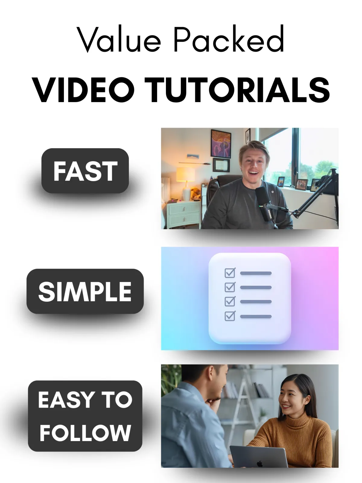 Easy simple easy to follow video tutorials
