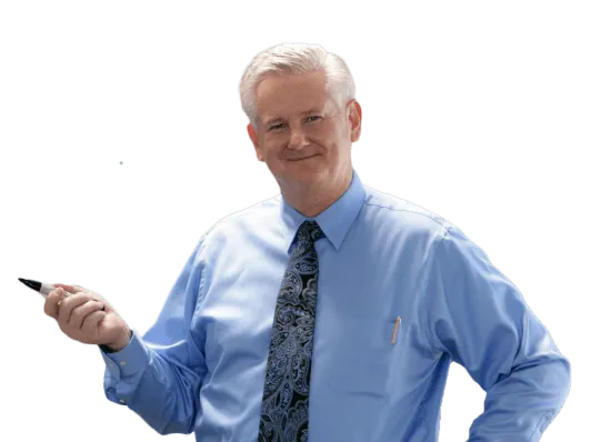 Ron Crabtree against a white background with a short description of his achievements.