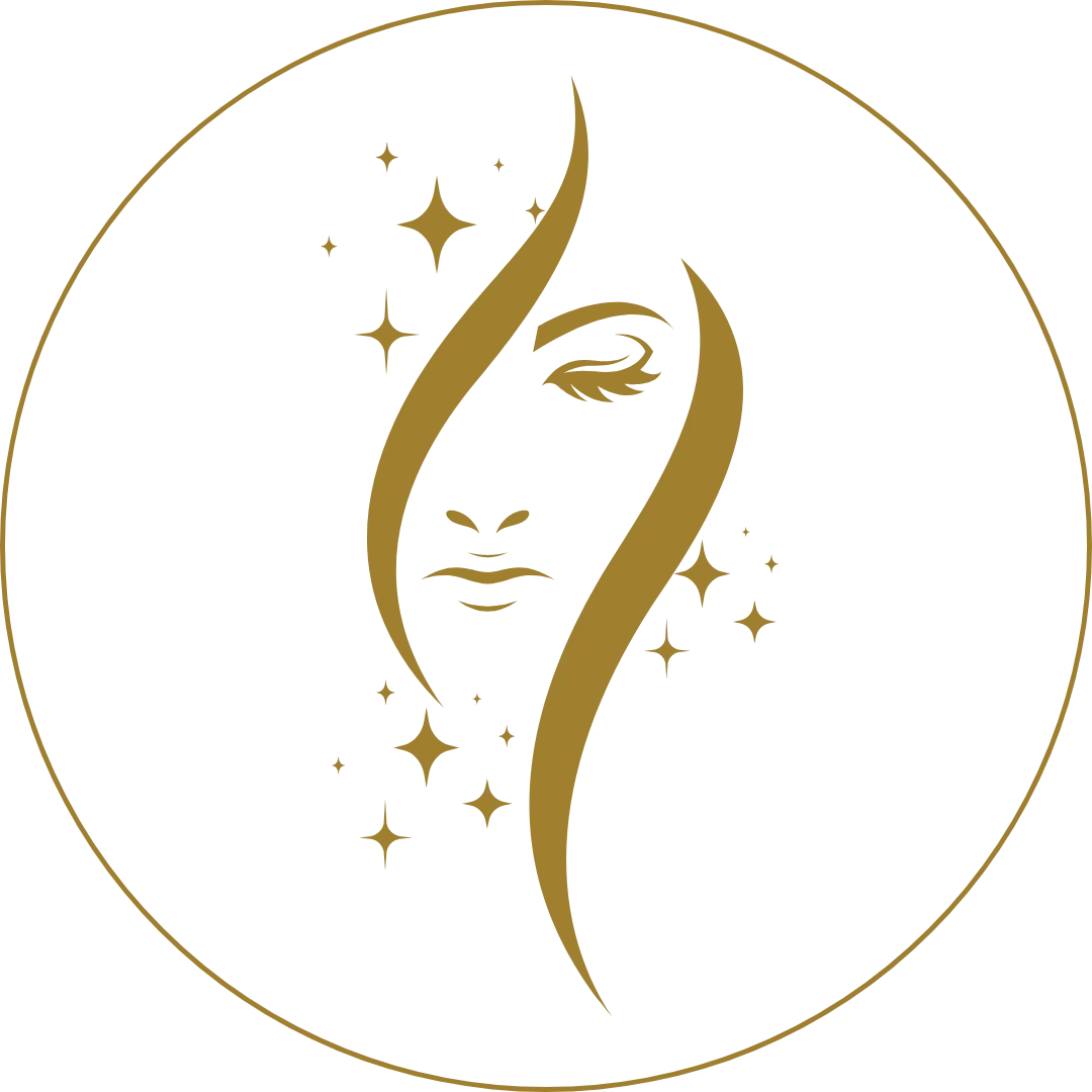 female face surrounded by sparkles, representing beauty and skin rejuvenation