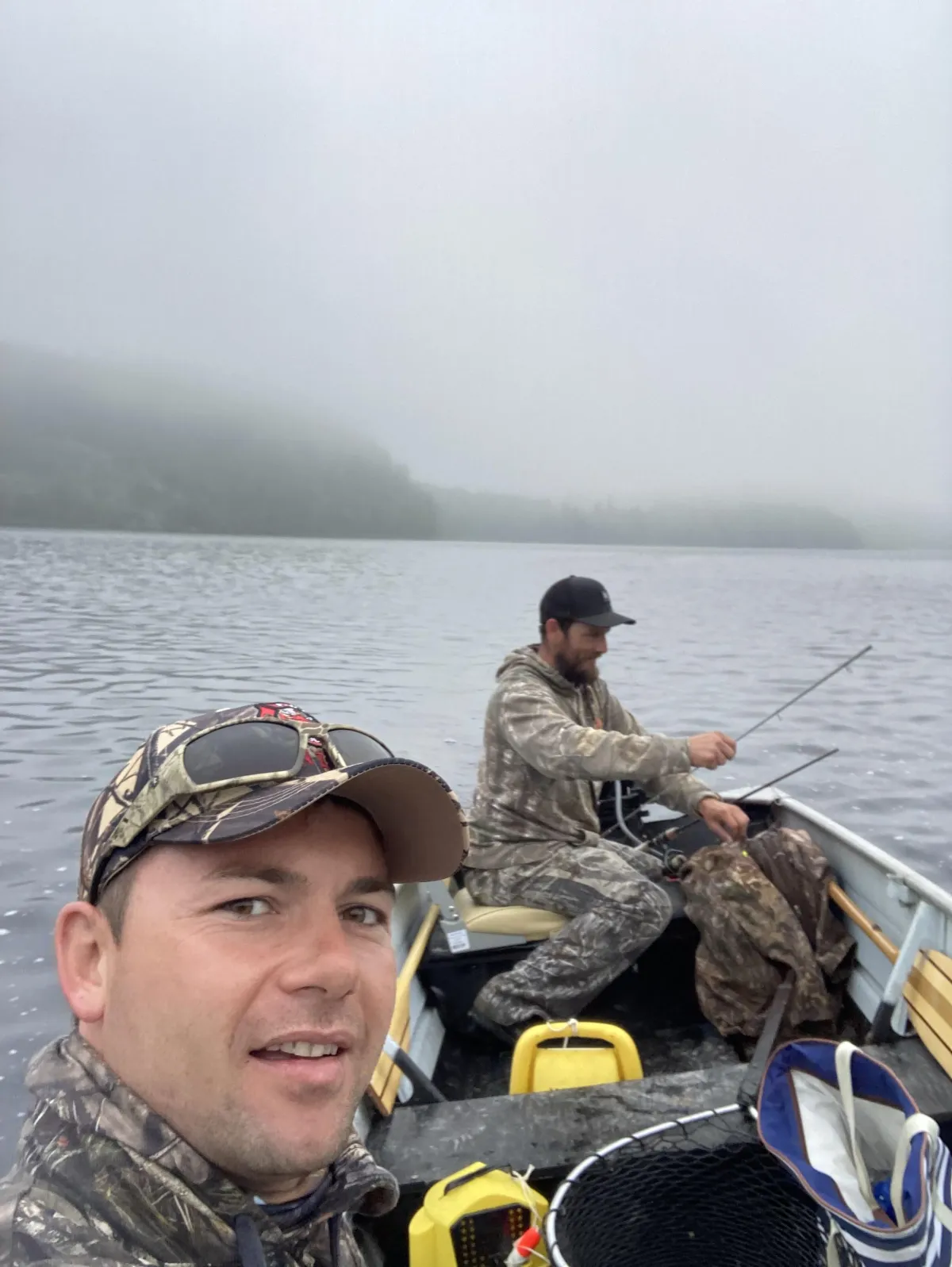 Chief Little Eagle fishing with Moose Whisperer in freshwater lakes.