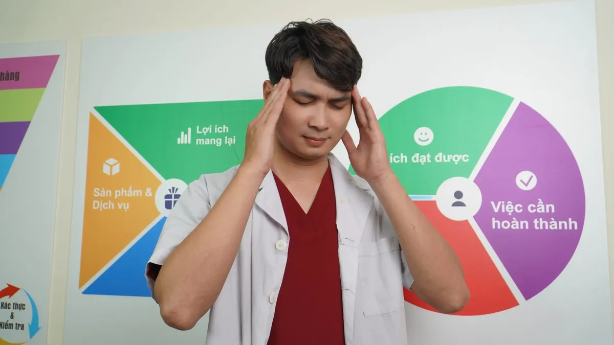Bác sĩ Tú minh họa triệu chứng đau đầu, chóng mặt