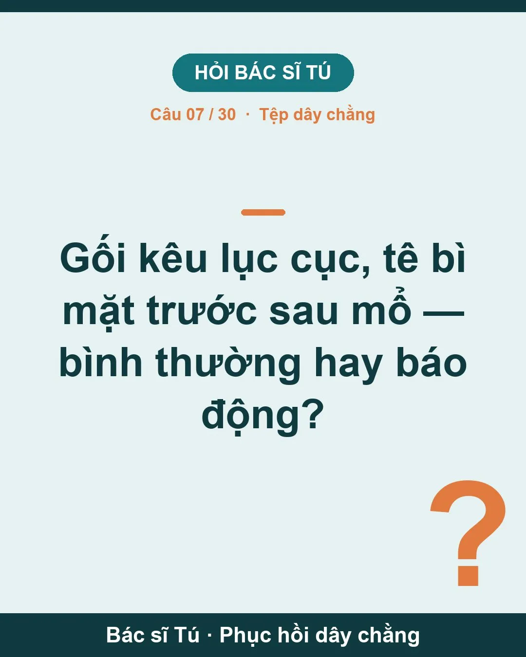 Gối kêu lục cục sau mổ ACL — bình thường hay báo động?