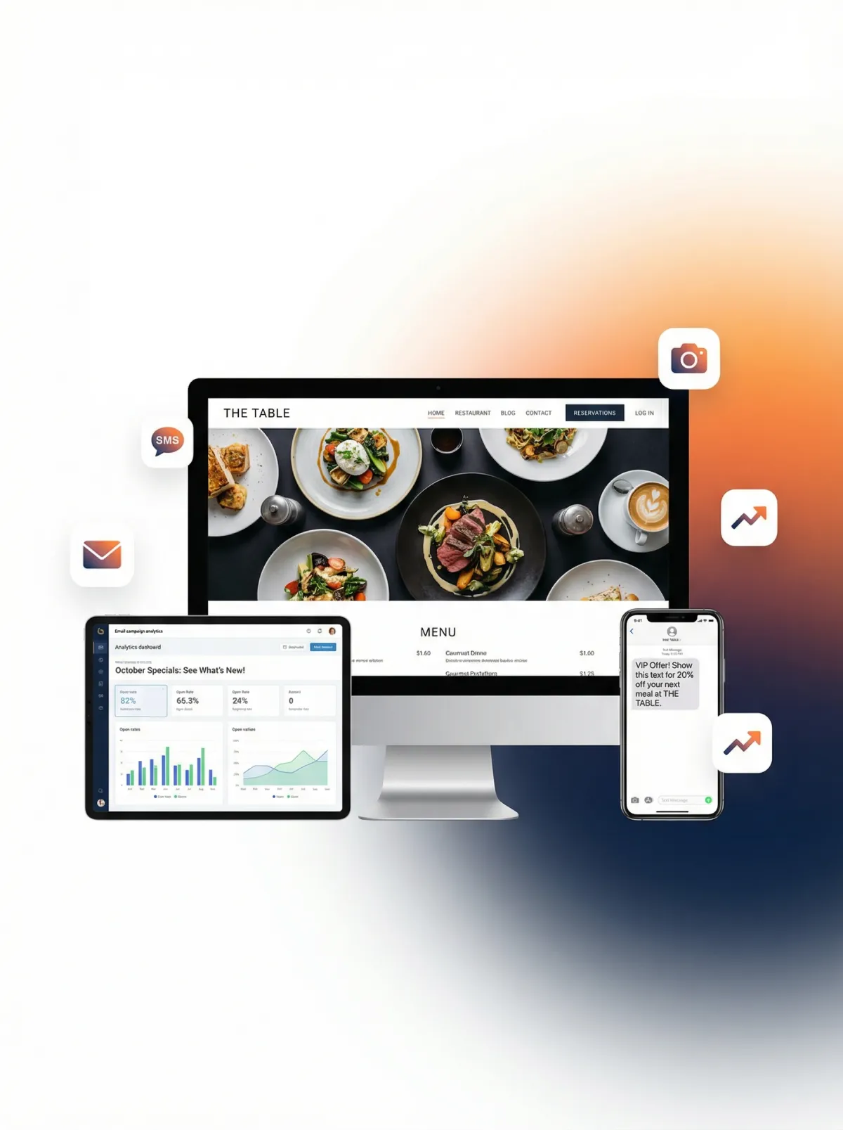 Analytics dashboard showing 5M+ views with charts and graphs