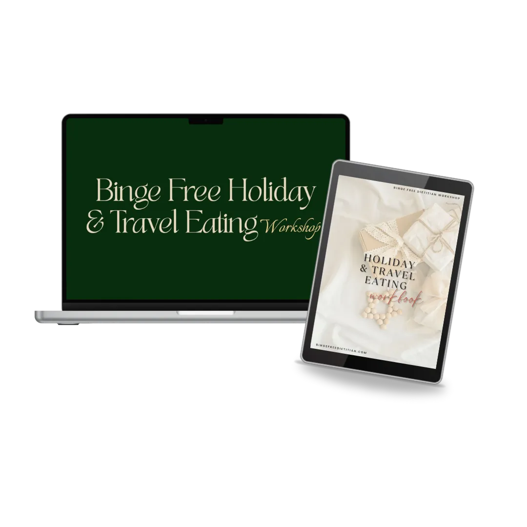 Binge Free Holiday & Travel Eating Workshop & workbook mock up