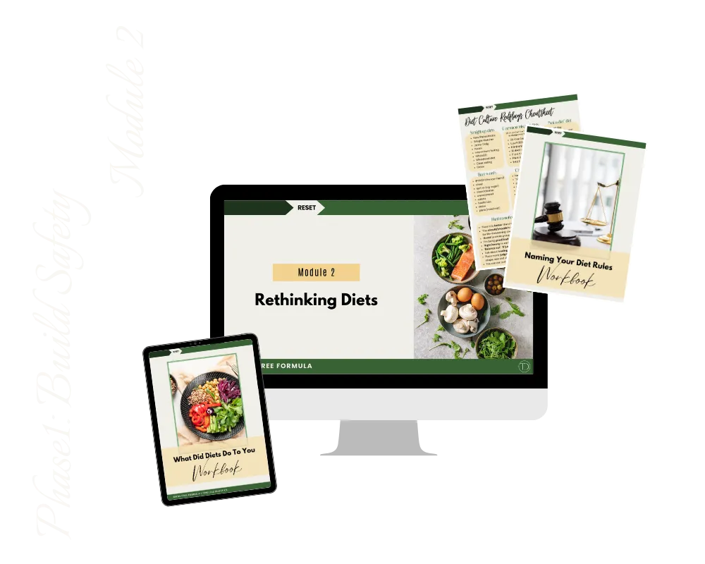 Binge Free Formula Phase 1: Build Safety, Module 2 Rethinking diets mock up