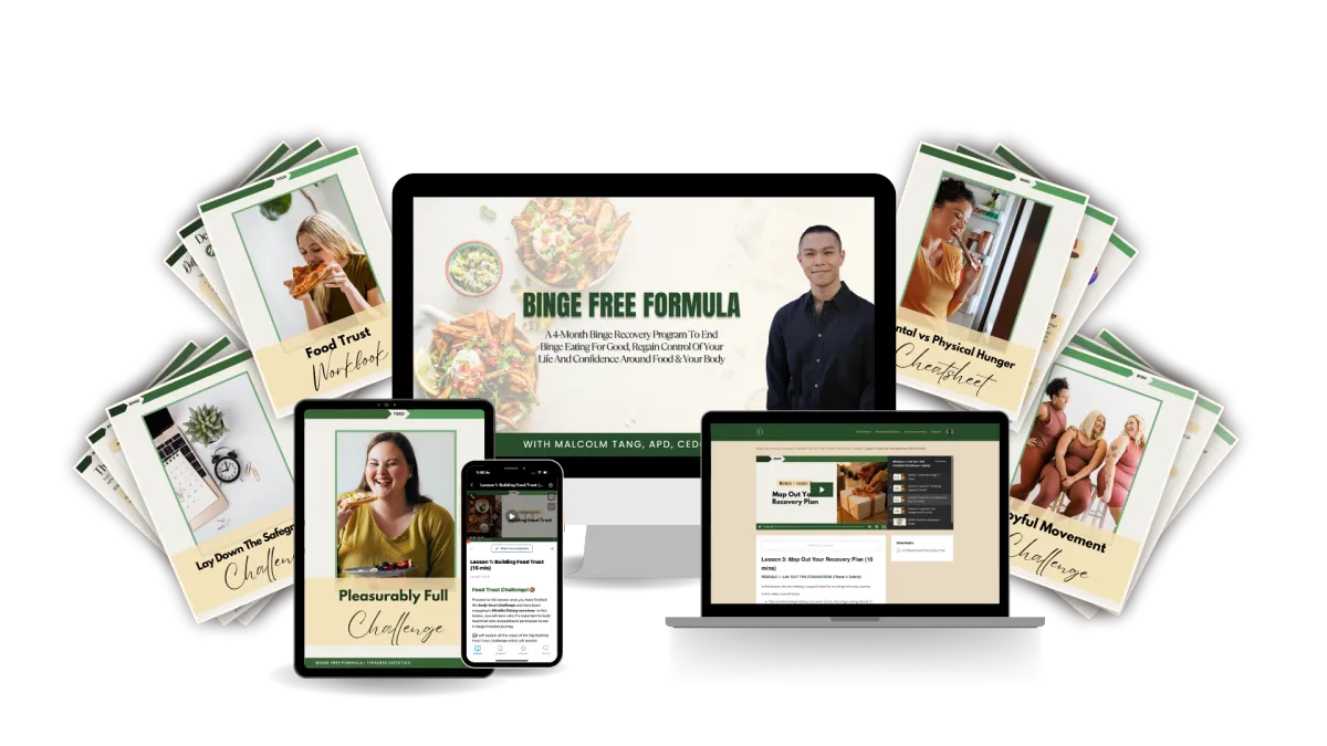 Binge Free Formula - Binge Eating Recovery Nutrition Coaching program using intuitive eaitng framework with an eating disorder dietitian